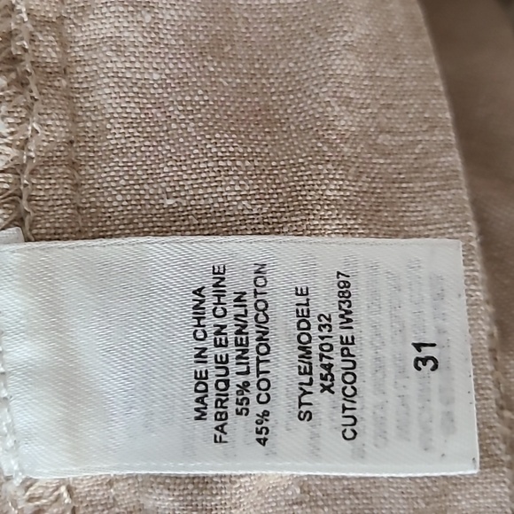 Guess Pants Size 31R Tan Beige Lightweight Linen Blend Travel Safari Casual Nice - Picture 6 of 7